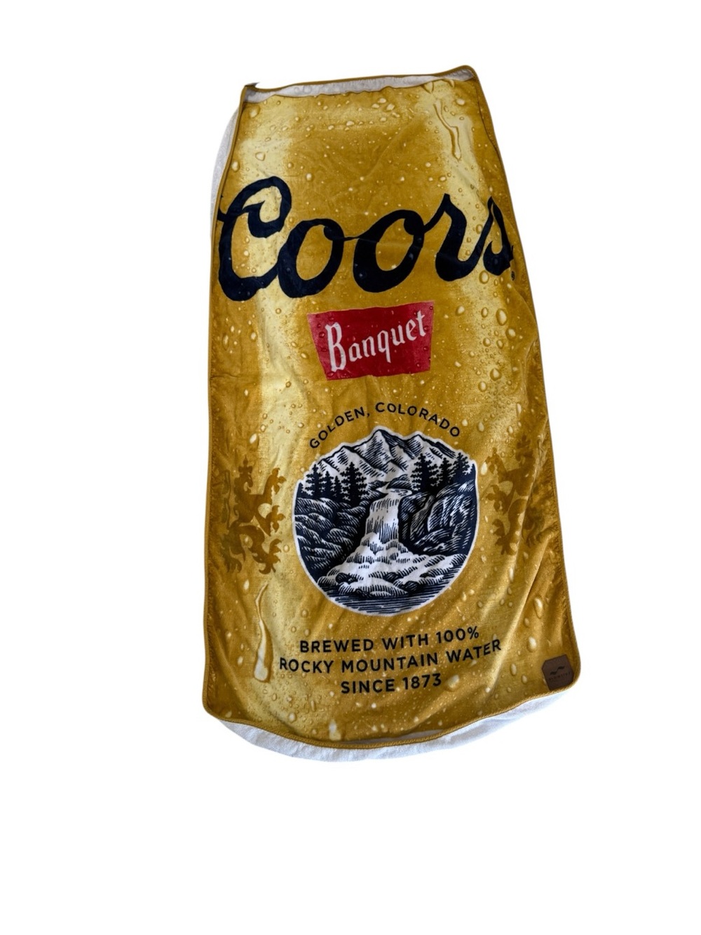 Slowtide Coors Banquet Logo Beach Towel 100% Cotton 30x60 Gold/White